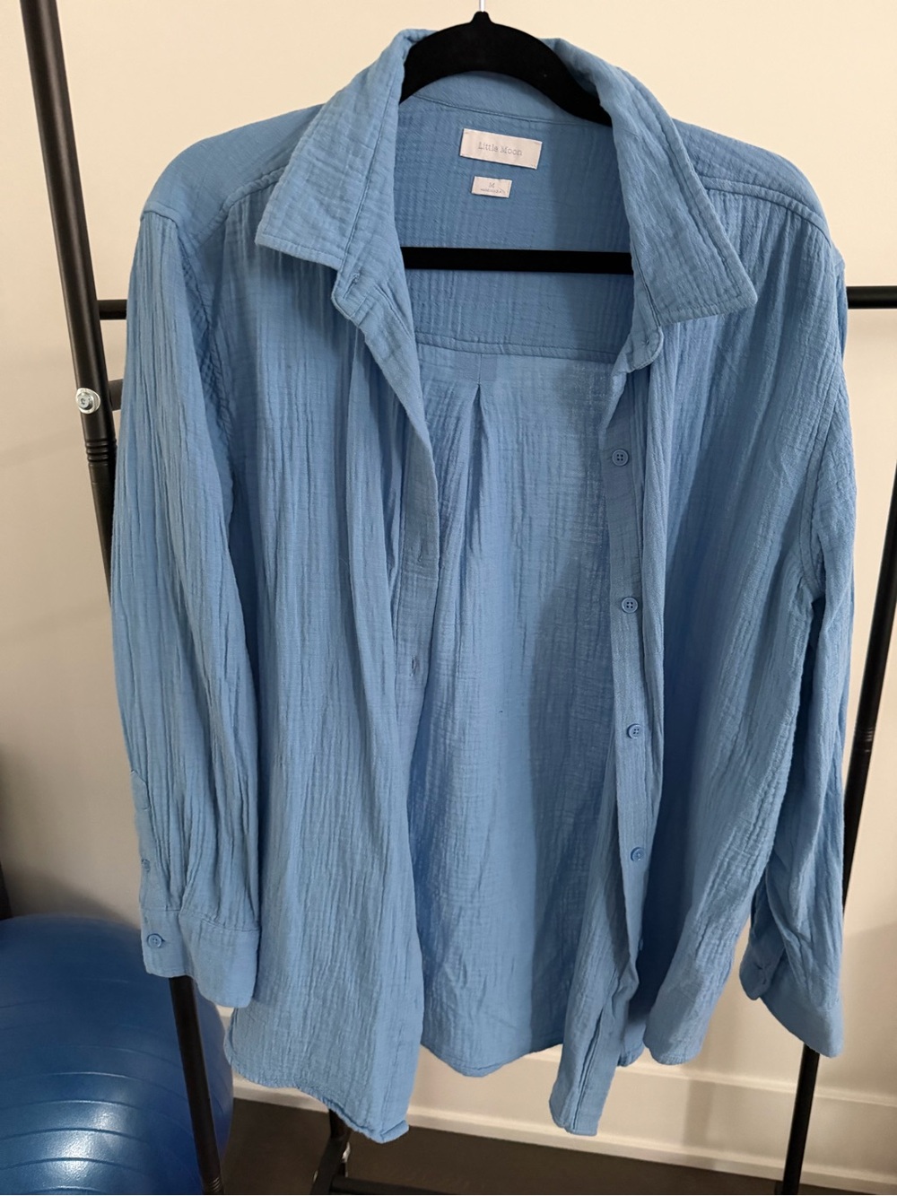Little Moon by Aritzia Light Blue Cotton Gauze Button-Down Shirt